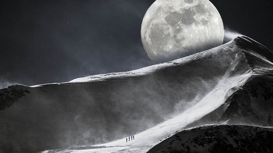 science, nature, moon, mountain, universe, sphere, natural HD wallpaper