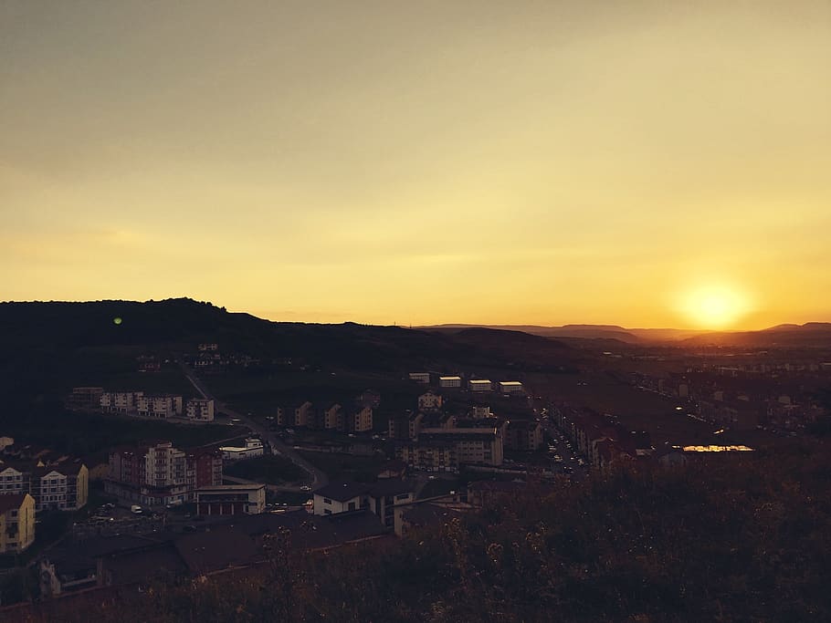 city, nature, explore, develop, expand, sunset, buildings, blocks HD wallpaper