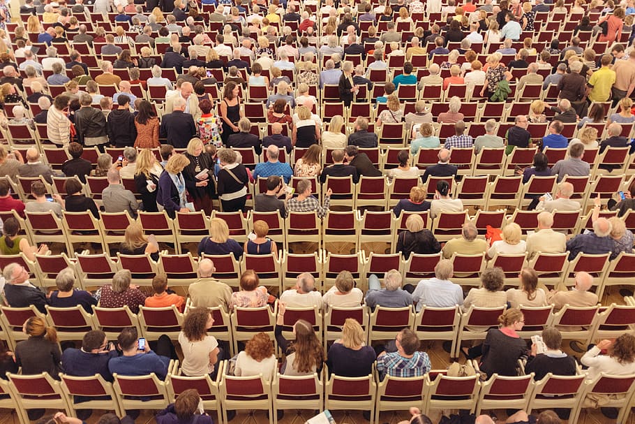 Concert listeners from above, audience, auditorium, back, big HD wallpaper