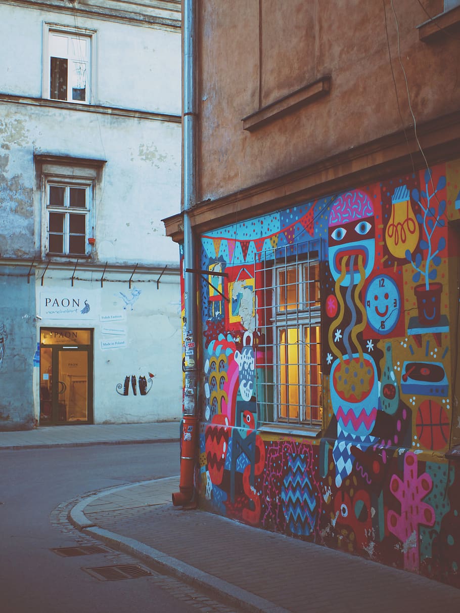 multicolored mural painting, architecture, building exterior HD wallpaper