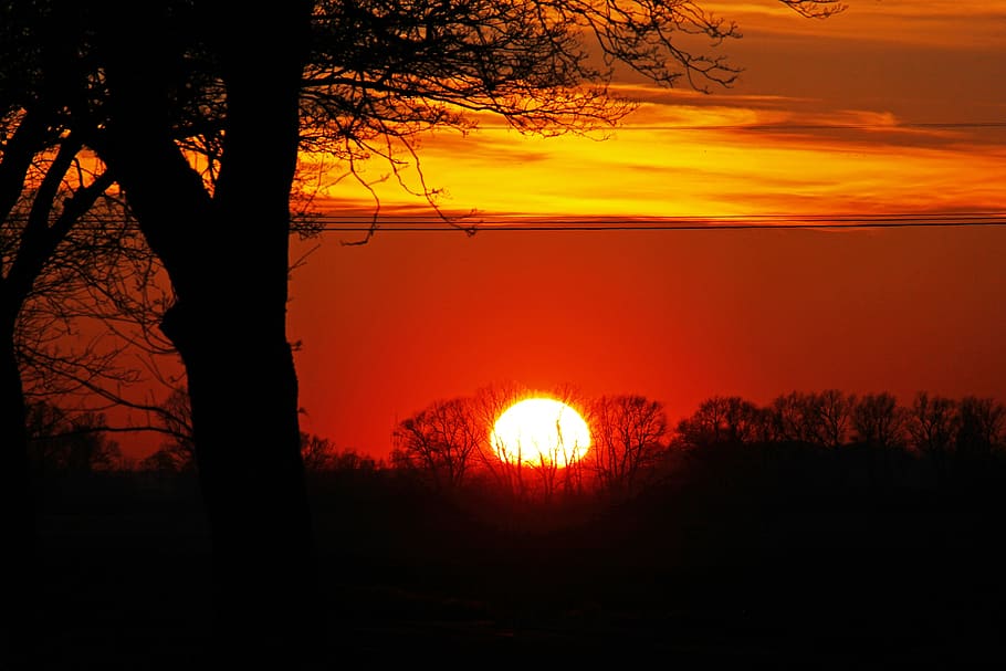 sunset, evening sky, abendstimmung, afterglow, mood, dusk, nature HD wallpaper