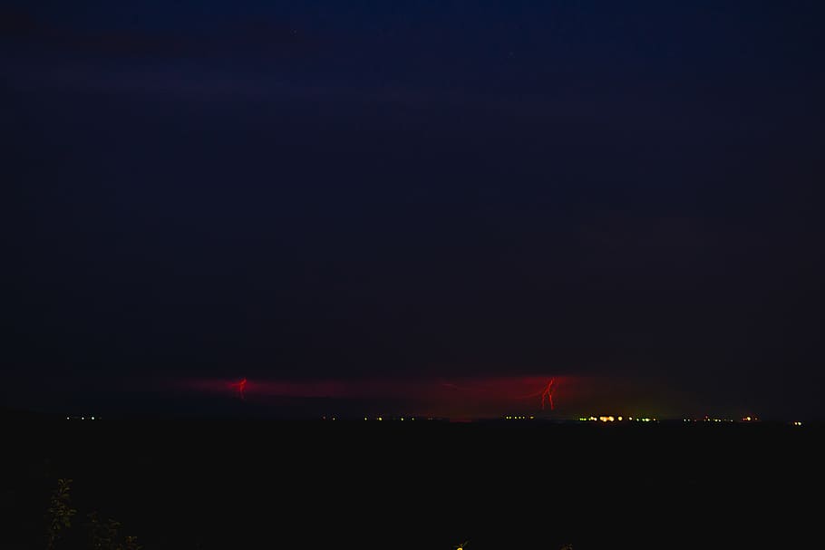 red lights on sky at night, nature, outdoors, flare, mountain HD wallpaper