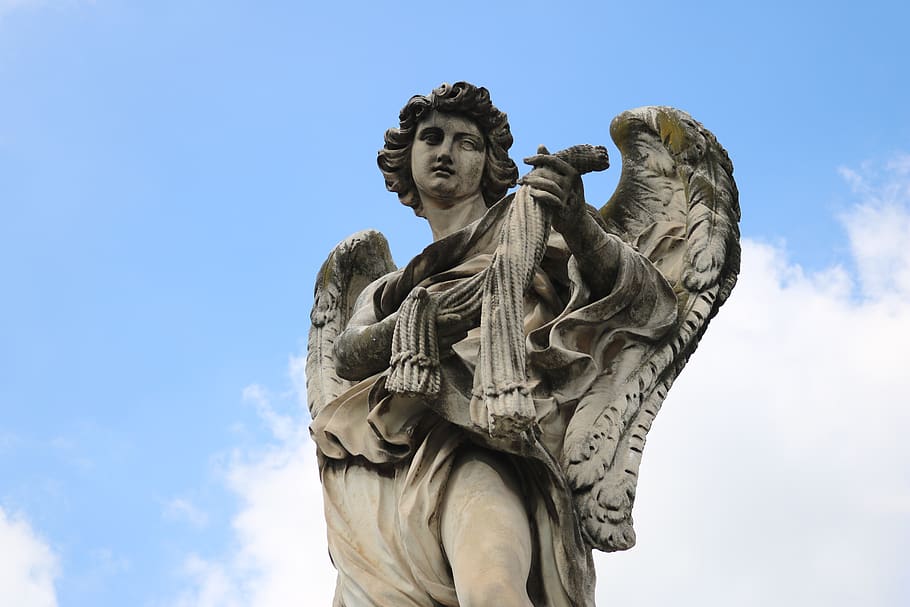 rome, italy, bust, sky, artwork, marble, statue, person, sculpture HD wallpaper
