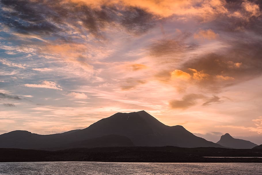 united kingdom, ullapool, light, mountain, cloudy, scotland HD wallpaper