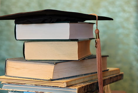 books, hat, magister, study, still life, stacked, education HD wallpaper