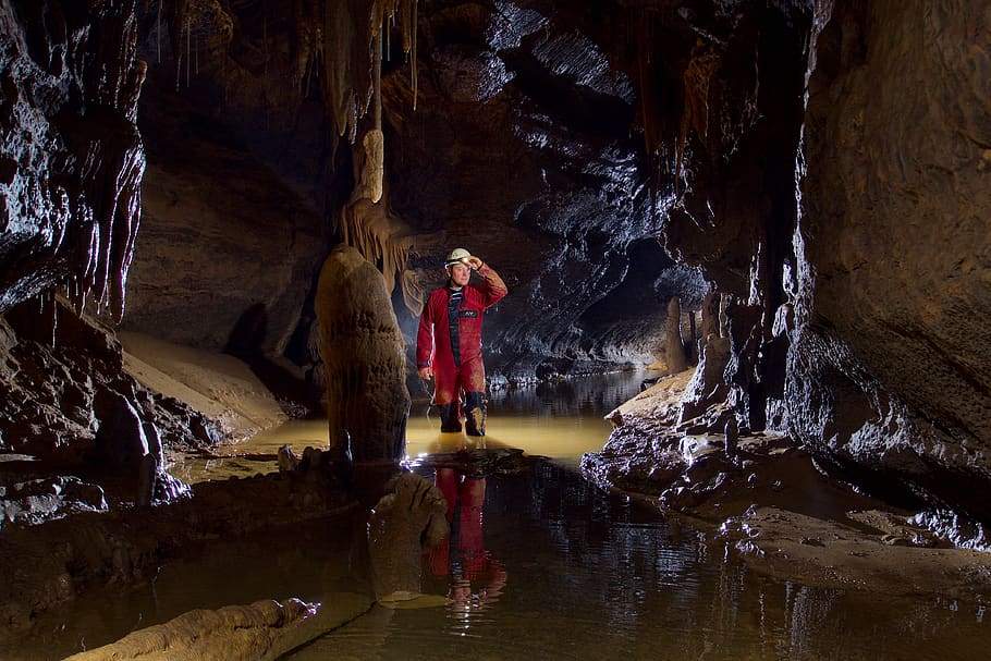 potholing, cave, gulf, river, underground, clay, adventure HD wallpaper