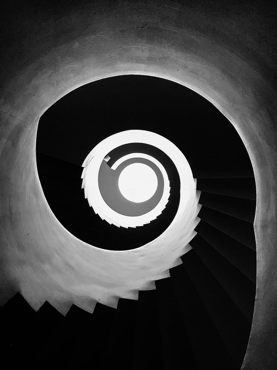 staircase, light, dark, escalator, monochrome, infinity, lumiere HD wallpaper