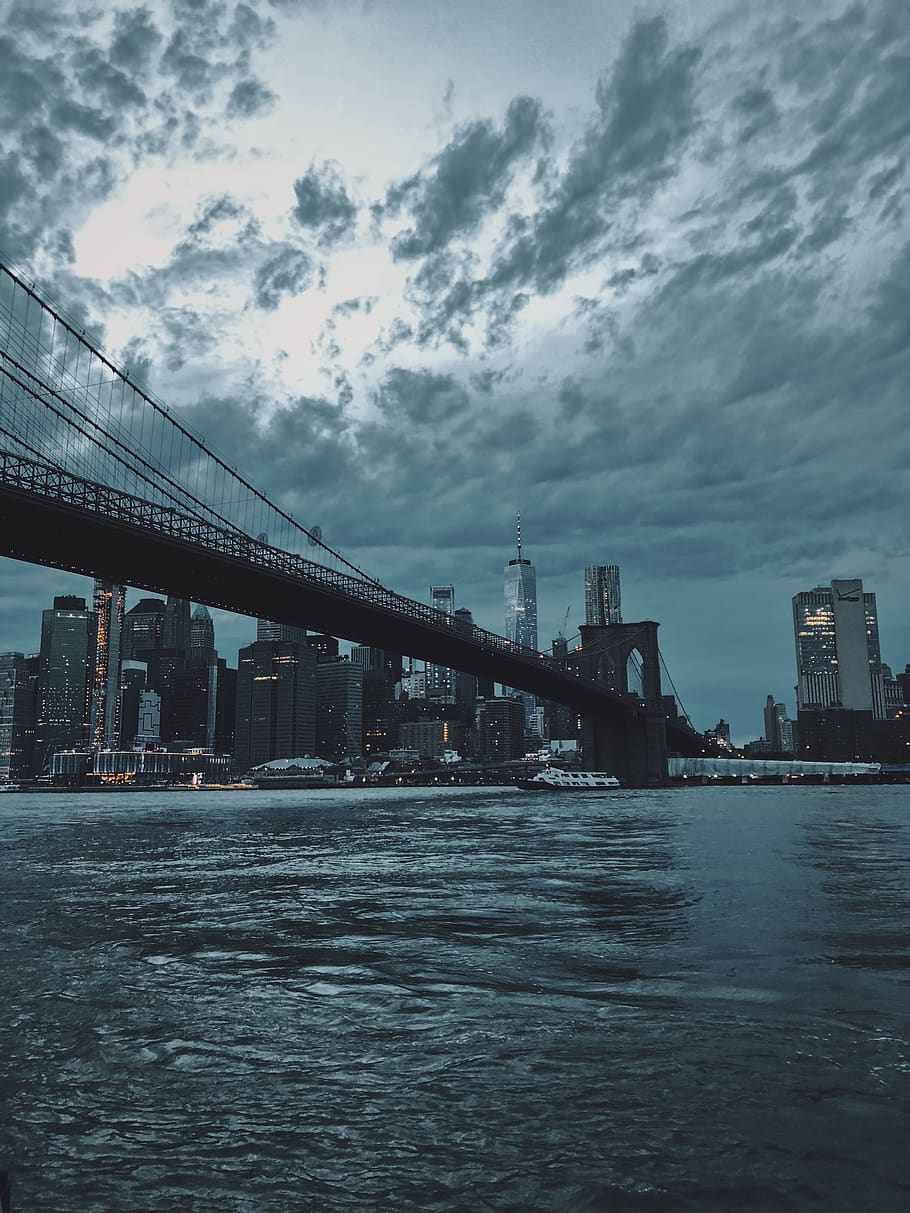 Body of Water Under Black Bridge, architecture, buildings, city HD wallpaper