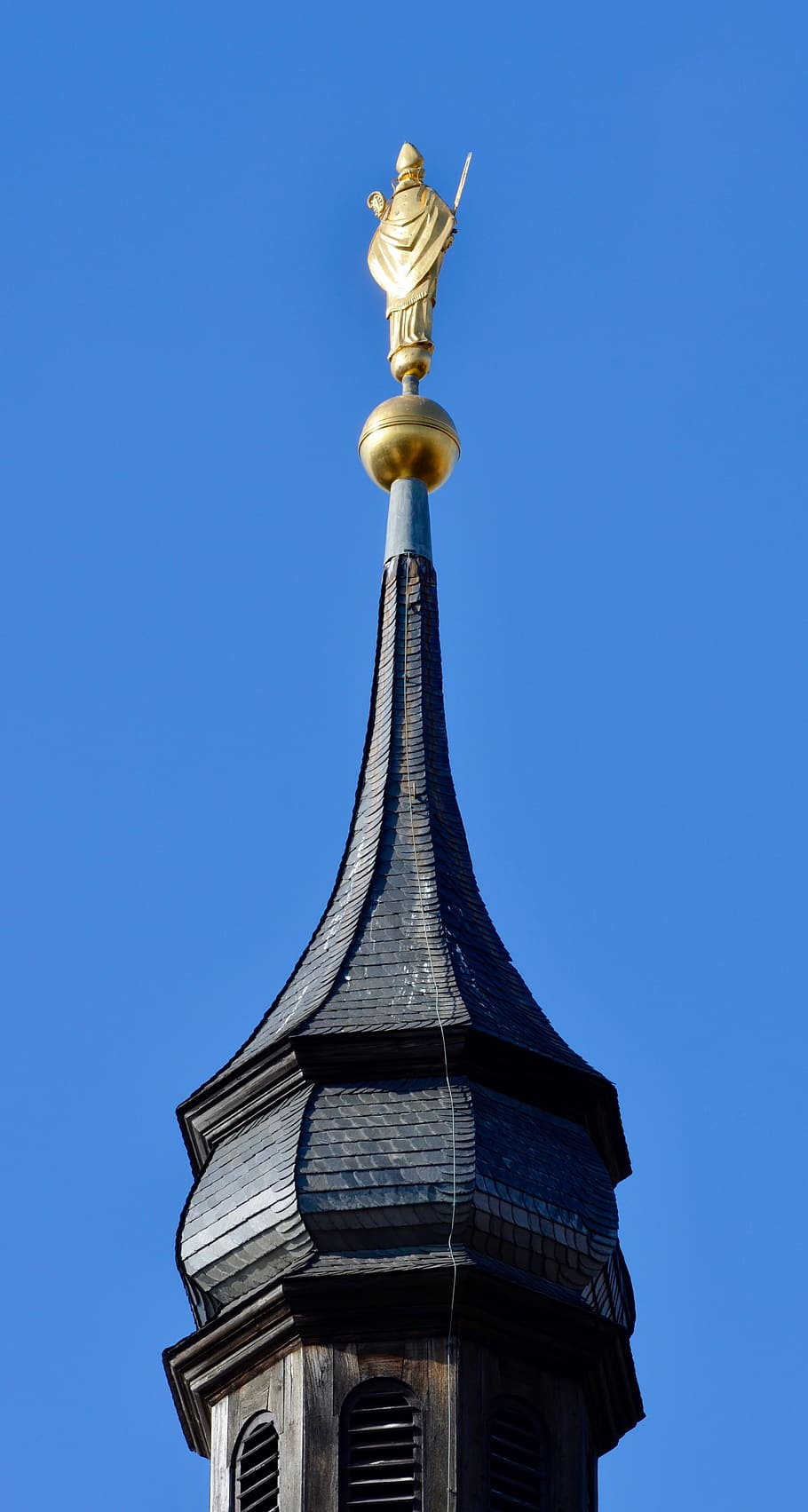 spire, steeple, gold, bishop, figure, fortress, marienberg HD wallpaper