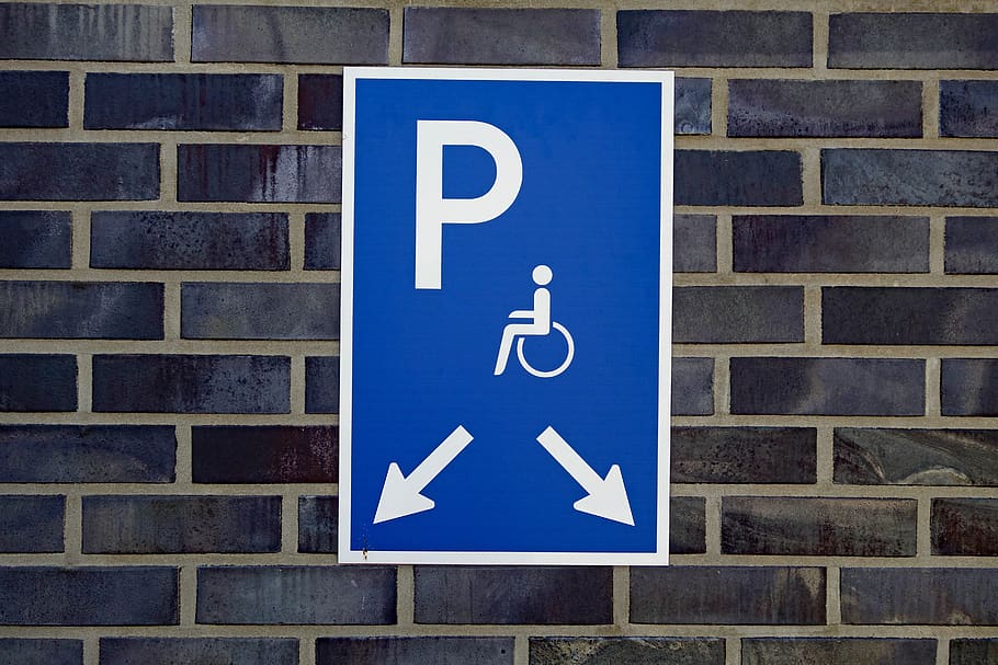 disabled parking space, disability, shield, note, road sign HD wallpaper