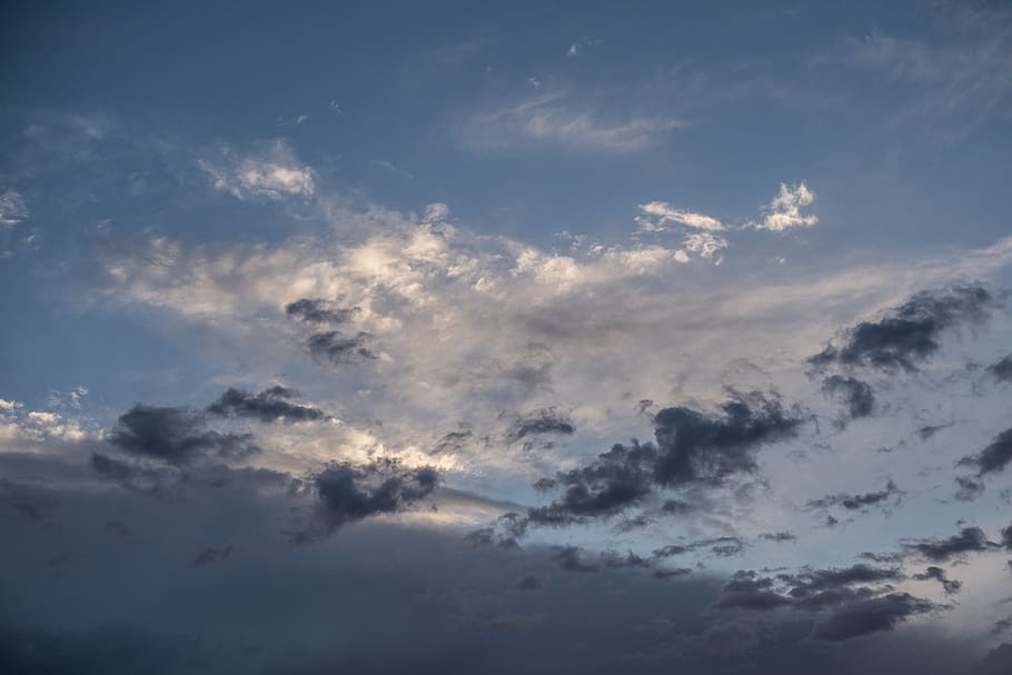 clouds, blue, sky, horizon, night, weather, atmosphere, nature HD wallpaper