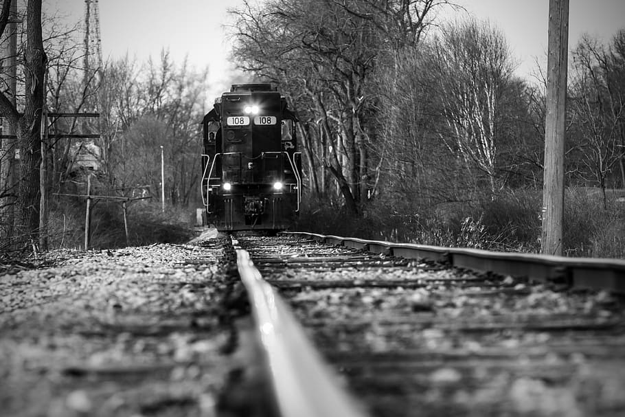 train, rail, railroad, train tracks, rails, perspective, rail transportation HD wallpaper