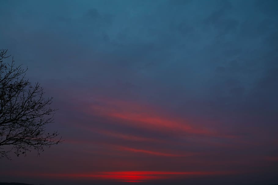 landscape, night, redsun, clouds, sunset, sky, cloud - sky HD wallpaper
