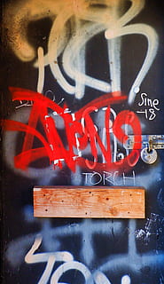 red and white graffiti, art, blackboard, mural, painting, poster HD wallpaper