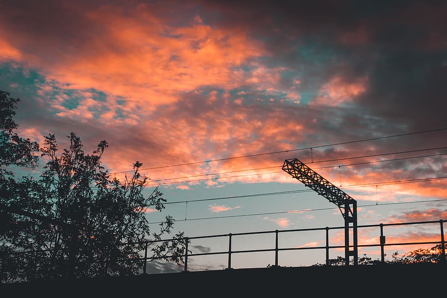 White Clouds and Blue Sky, color, crane, dark, dawn, environment HD wallpaper