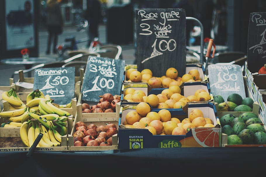 assorted fruit baskets, food, healthy eating, market, food and drink HD wallpaper