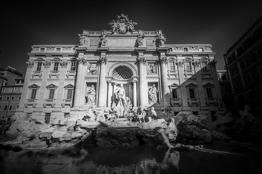 Trevi Fountain, Italy, water, italia, rome, city, building, architecture, HD wallpaper