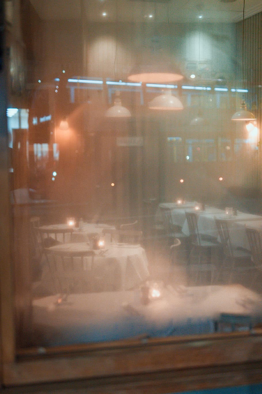 empty dining tables inside building, nature, outdoors, fog, smoke HD wallpaper