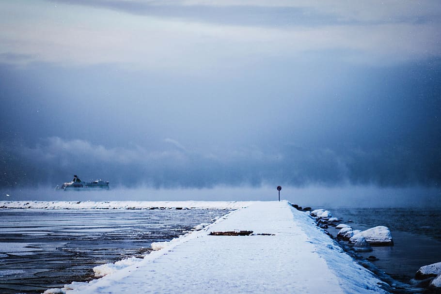 nature, landscape, roads, paths, blanket, snow, ice, water HD wallpaper
