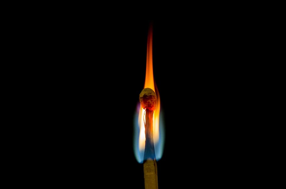 match, one, black, burning, dark, fire, flame, light, sulfur HD wallpaper