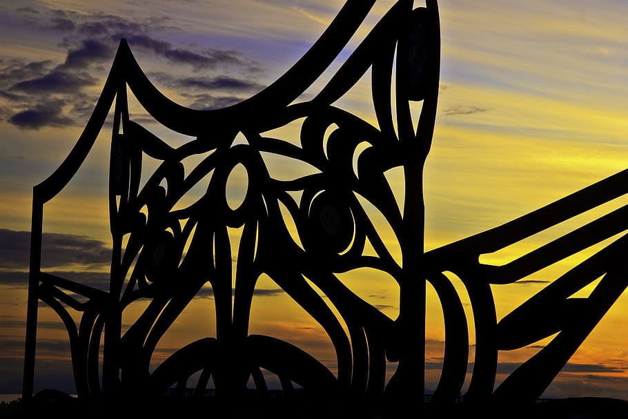 sunset, sky, cloud - sky, silhouette, nature, no people, metal HD wallpaper