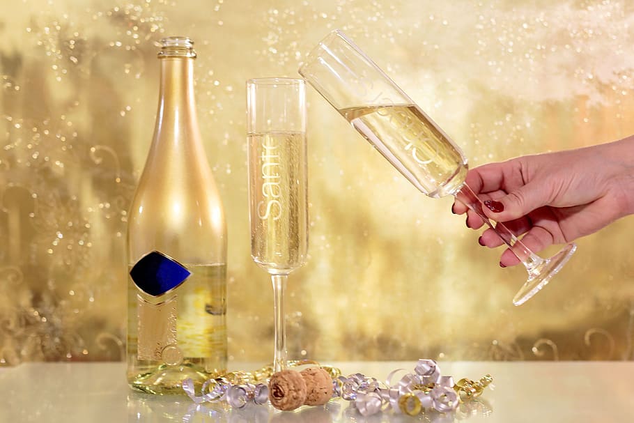 New year s eve background image., 2018, happy, party, champagne, HD wallpaper