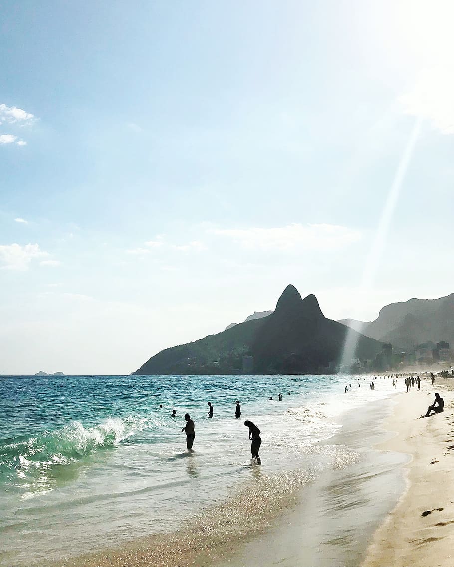 brazil, ipanema, beach, rio de janeiro, sky, water, land, sea, HD wallpaper