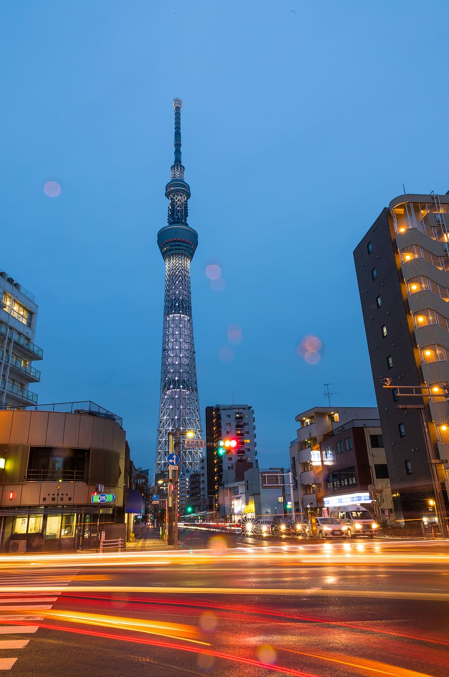 japan, sumida-ku, tokyo skytree, night, winter, rainy, built structure