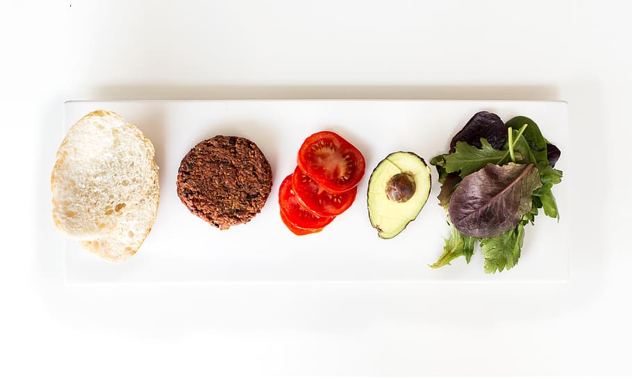burger recipe, food and drink, freshness, vegetable, plate, indoors HD wallpaper