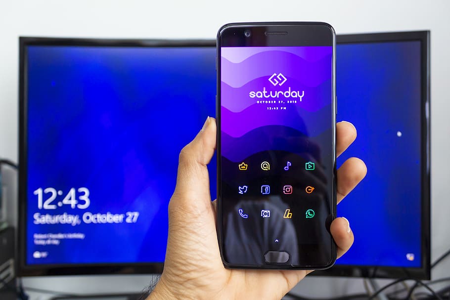 black Android smartphone, screen, cell phone, electronics, computer HD wallpaper