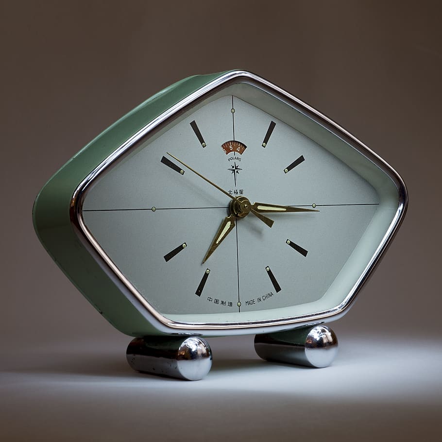 green analog clock at 3:37, time, indoors, no people, studio shot HD wallpaper