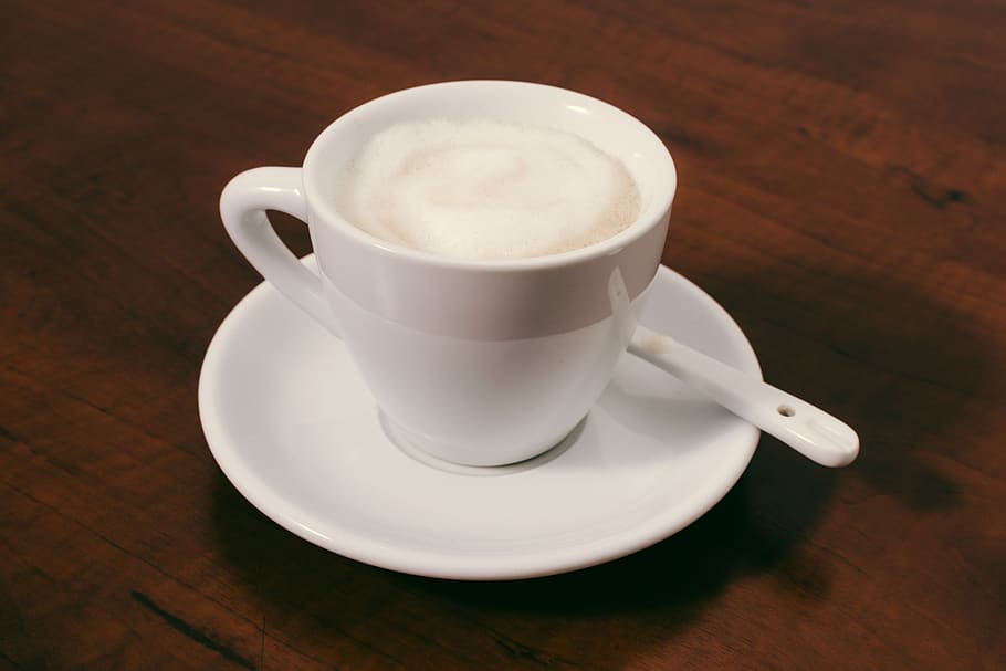 Filled Ceramic Mug on Saucer, aroma, bean, beverage, blur, break HD wallpaper