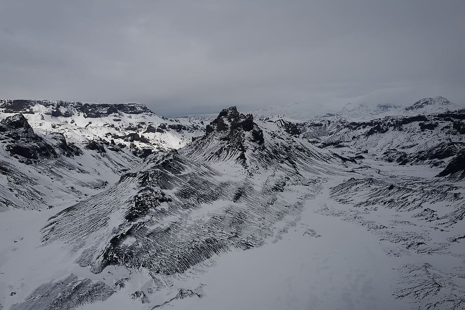 Bird's Eye View Of Snow Capped Mountains, 4k wallpaper, clouds, HD wallpaper