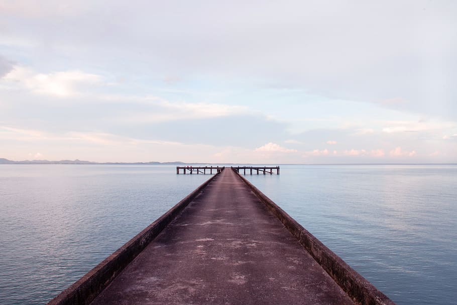 thailand, koh chang, pier, mountains, sea, zen, mindfulness, HD wallpaper