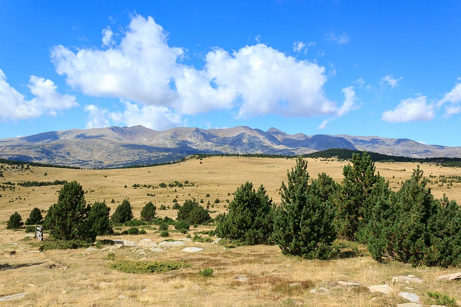 mountains, mountain range, cluds, blue, sky, blue sky, clear sky HD wallpaper
