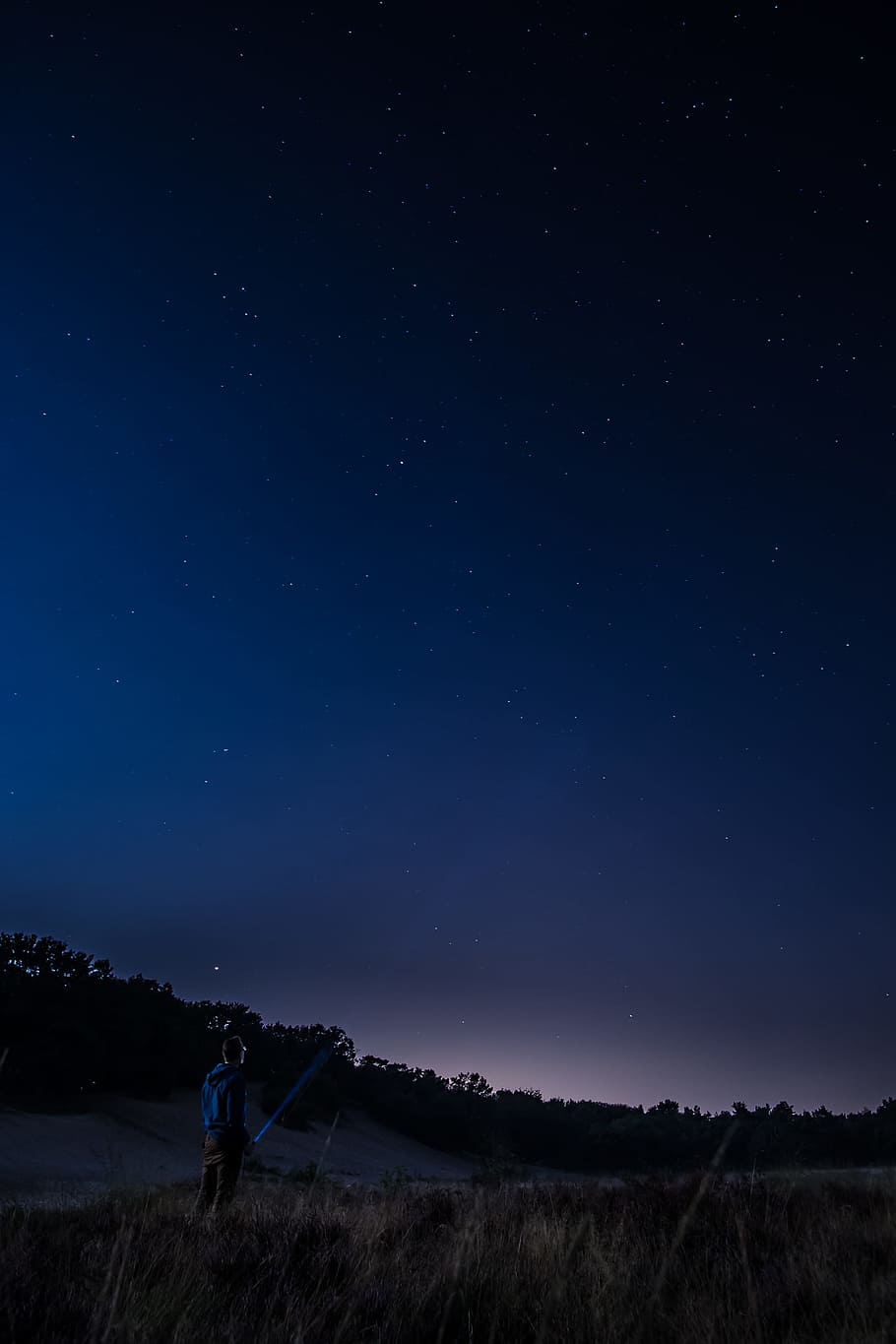 Hd Wallpaper: Man Standing In An Open Field At Nighttime, Person 