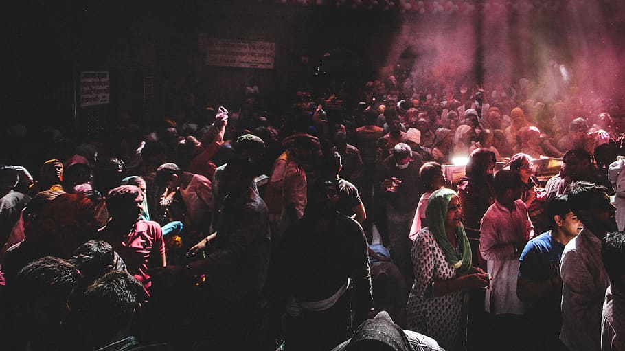 People Gathered Inside A Building, audience, crowd, holi, india HD wallpaper