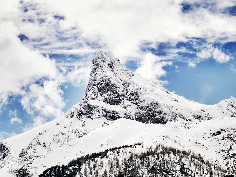 mountain peak, nature, mountain range, outdoors, snow, ice, landscape HD wallpaper