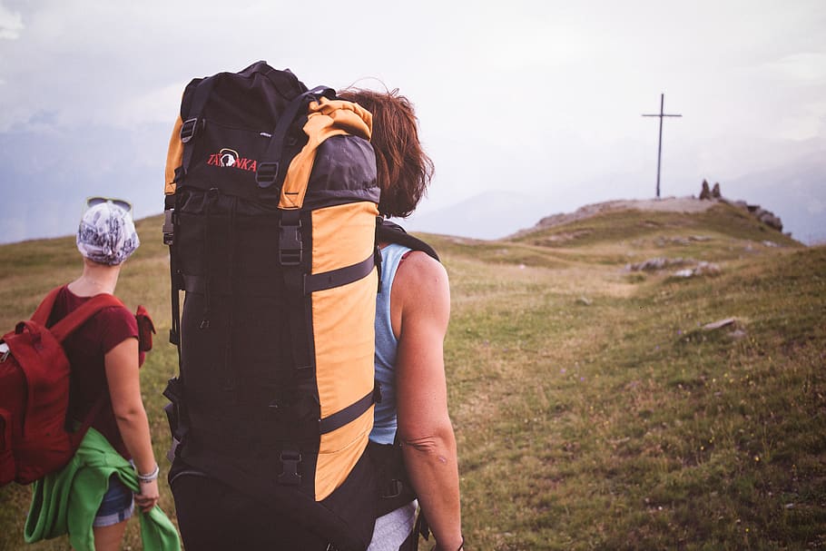 person, human, bag, backpack, italien, mals, outdoors, hiking HD wallpaper