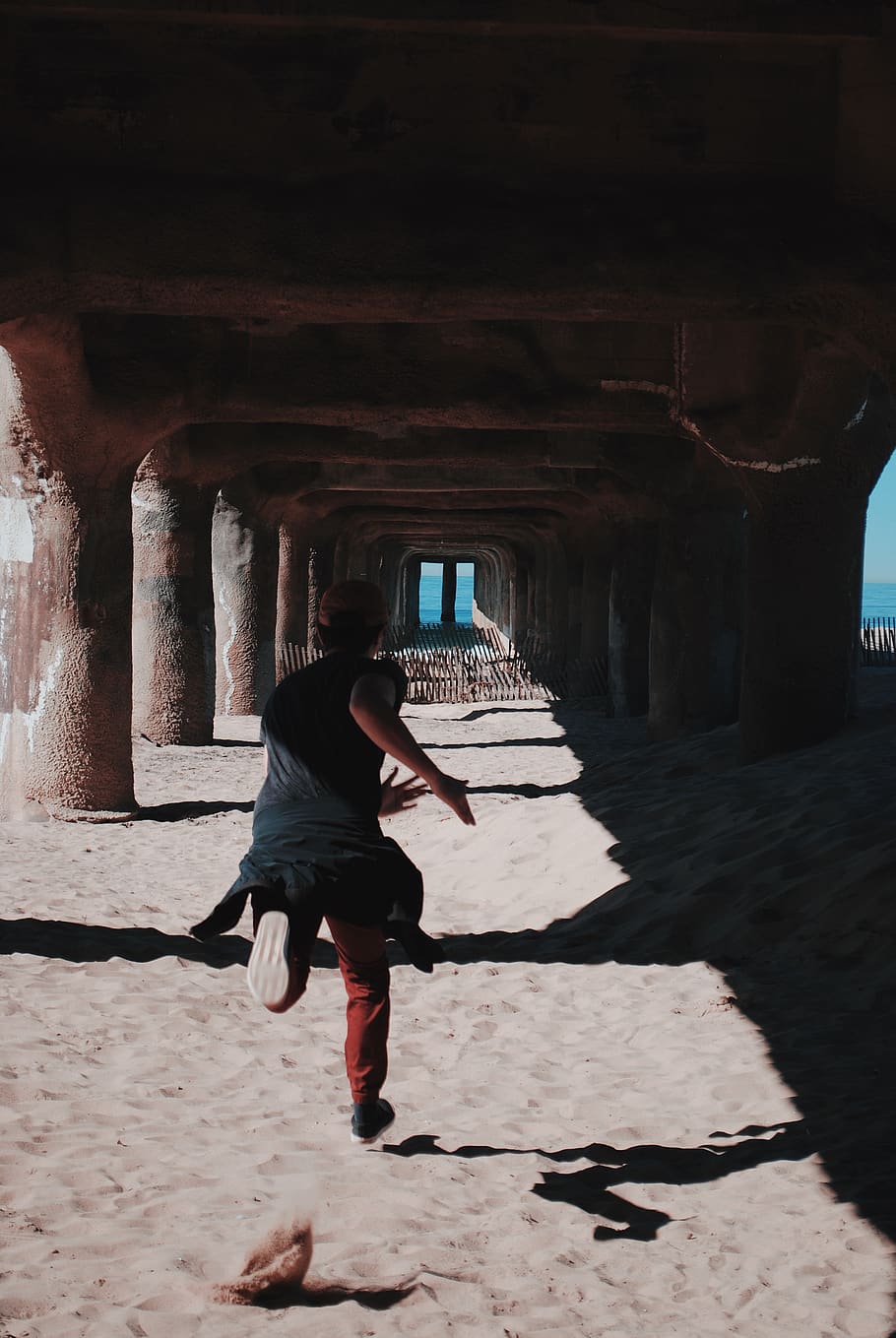 man running under bridge, person, human, people, walking, leisure activities HD wallpaper