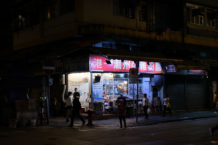 people beside store, person, human, pedestrian, road, shop, kiosk HD wallpaper