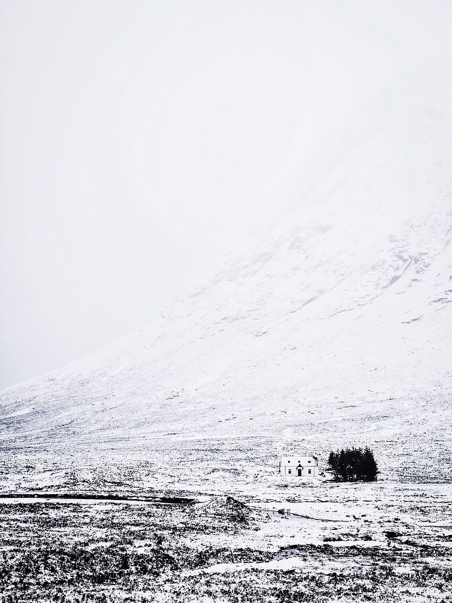 lonely, alone, construction, winter, house, residence, keep HD wallpaper