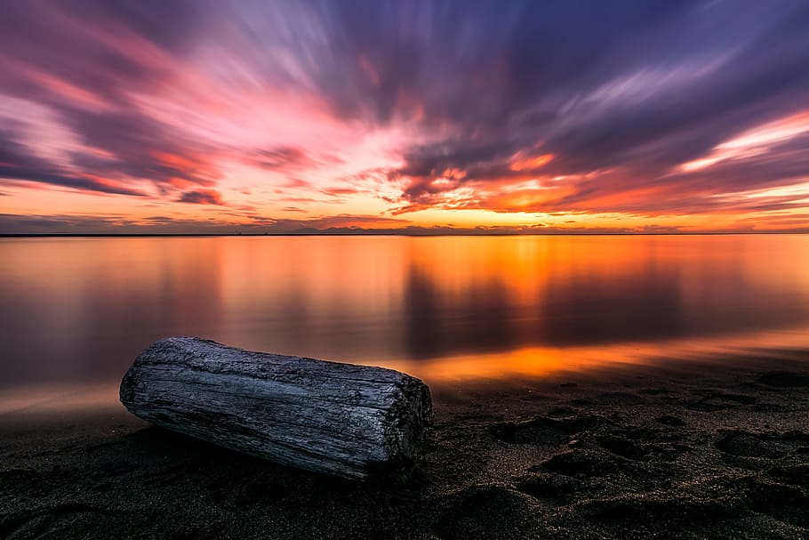 Photo of Seashore at Golden Hour, beach, calm, clouds, dawn, dramatic HD wallpaper