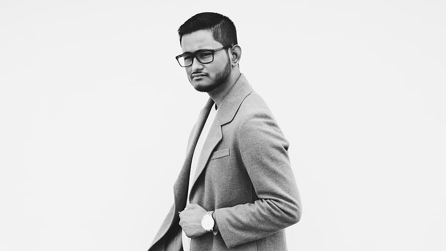 men's gray suit, apparel, clothing, coat, overcoat, human, person HD wallpaper
