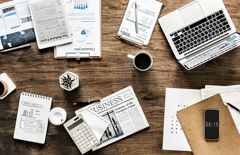 Business Newspaper Page Near Black Click Pen and Coffee, cellphone HD wallpaper