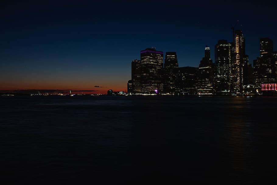 city landscape during night, nature, outdoors, office building HD wallpaper