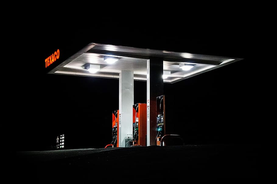 Photo of Gas Station During Evening, architecture, dark, empty