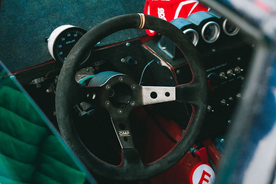 black vehicle steering wheel, car, cars, rally, race, contest HD wallpaper