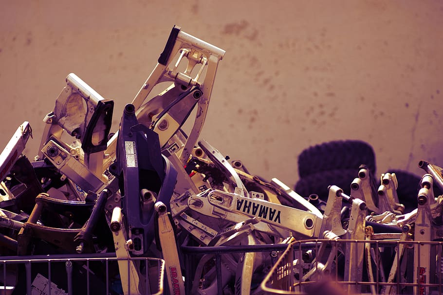climate, rubbish, junk, garbage, parts, motorbike, environment HD wallpaper
