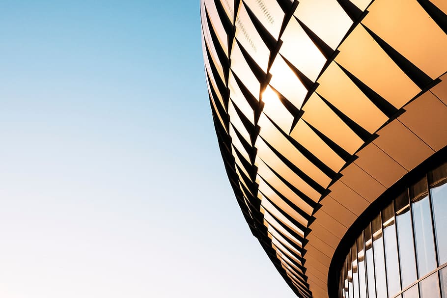 Building Modern, architecture, design, sky, clear sky, low angle view HD wallpaper